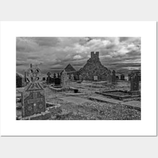 The Ruins of St John's Church, Ireland - BW Posters and Art